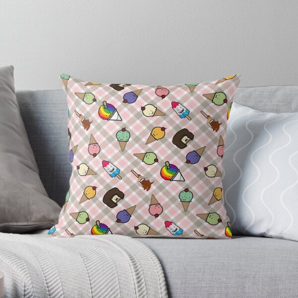 Neapolitan Gingham Frosty Treats Throw Pillow