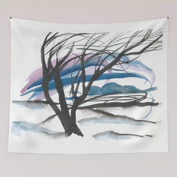 Item preview, Tree in the Wind. Watercolor Landscape. designed and sold by NorroenDyrd.
