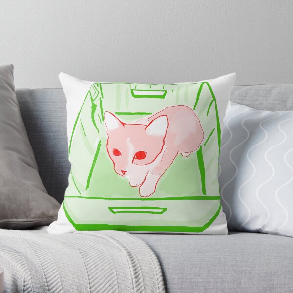 tuxedo cat in a box Throw Pillow