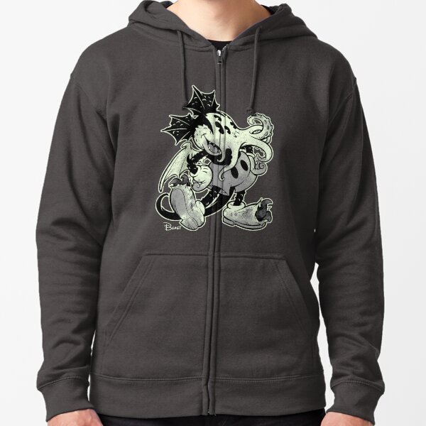 MICKTHULHU MOUSE (monochrome) Zipped Hoodie