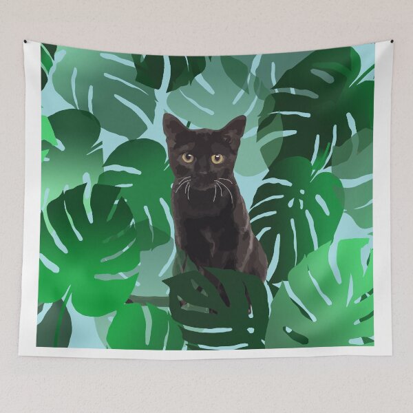 Item preview, Monstera Leaf black cat looking designed and sold by Move-Art.