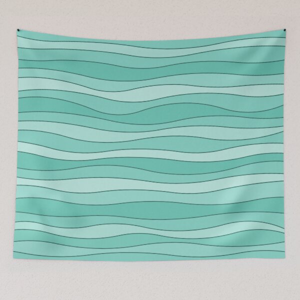 Item preview, lines - waves - mint green pattern designed and sold by He-Be.