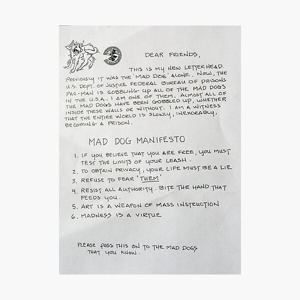 Mad Dog Manifest Photographic Print
