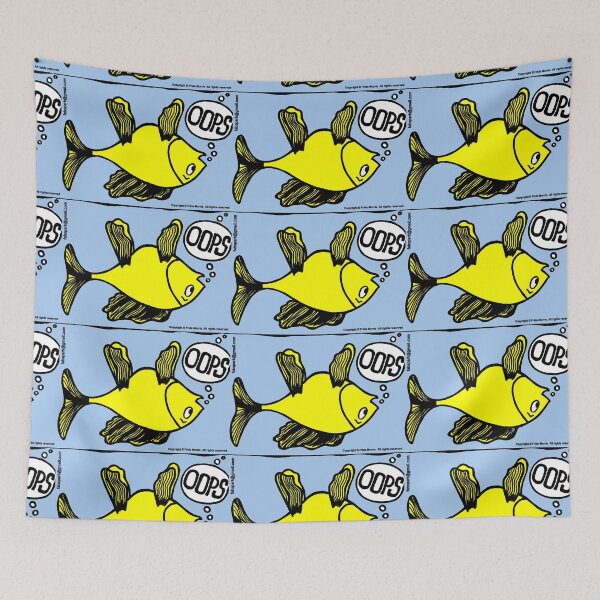 Item preview, OOPS upside down fish funny cartoon designed and sold by FabSpark.