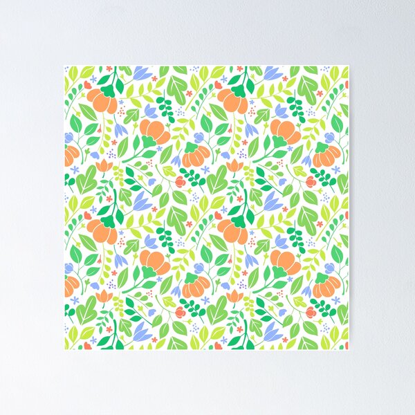 Lacy Bud Floral Color Pattern Poster