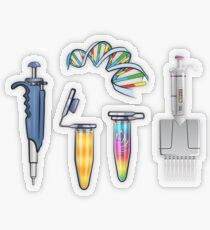 PCR DNA Electrophoresis Gel Sticker Set - Pipette & Reaction tube vials Transparent Sticker