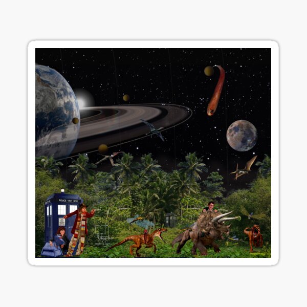 Dinosaurs on a Spaceship_Asteroid Sticker