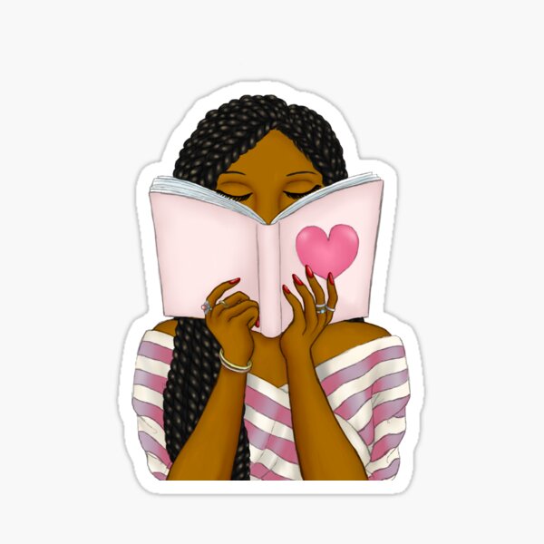Black Woman Reading Diary Book Sticker