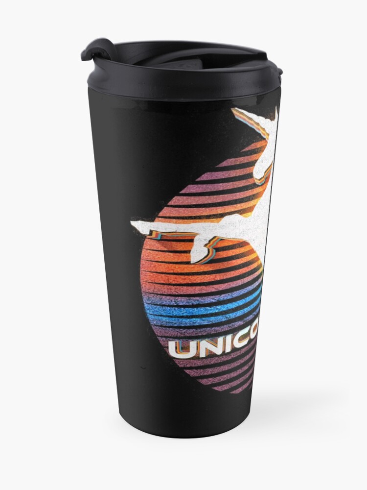 Alternate view of Unicorn Black Grey White Retro Galaxy Unicorn Graphic Logo Travel Mug