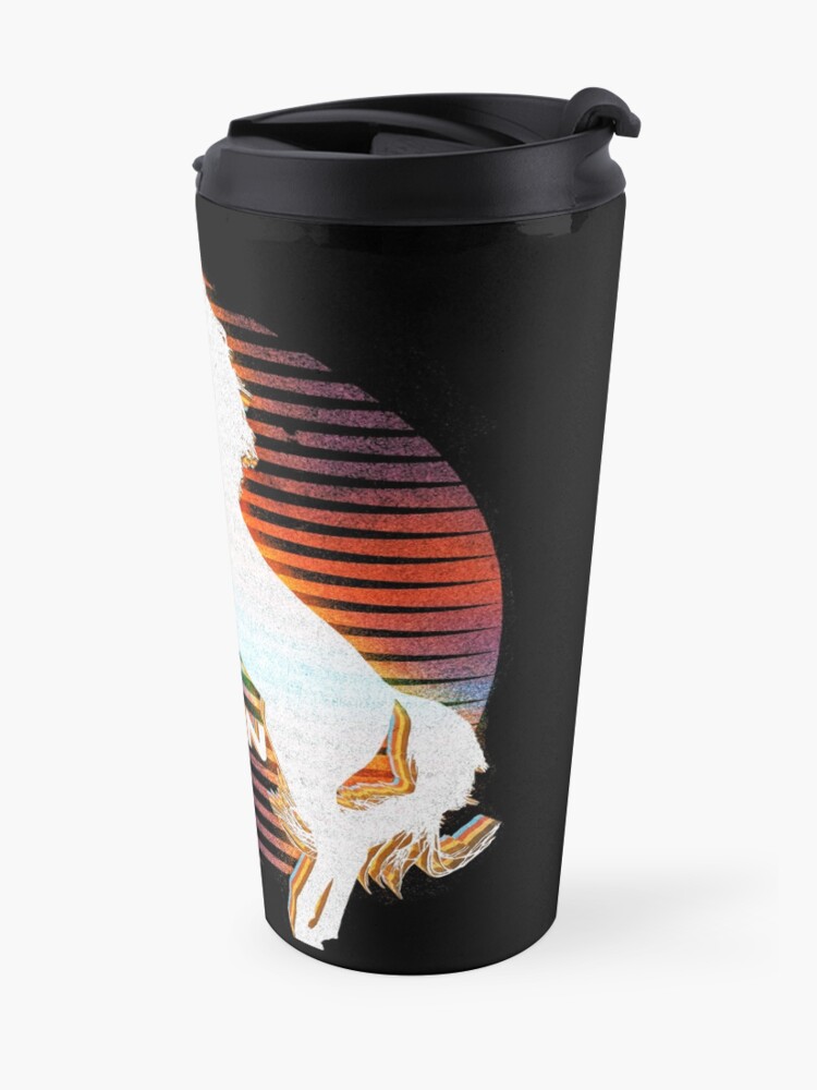 Alternate view of Unicorn Black Grey White Retro Galaxy Unicorn Graphic Logo Travel Mug