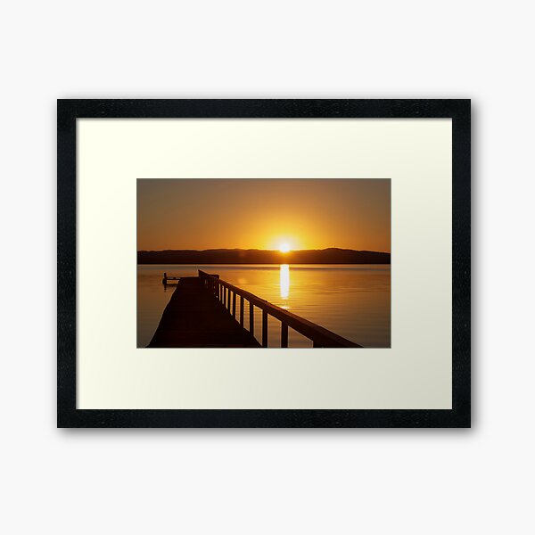 Sunset over Tuggerah Lakes - Long Jetty Framed Art Print