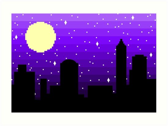 Pixel Art City Night