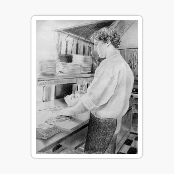 Item preview, Chef - drawing charcoal by Avril Thomas designed and sold by AvrilThomasart.
