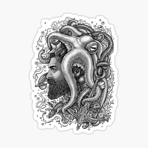 hipster and sea animals Sticker