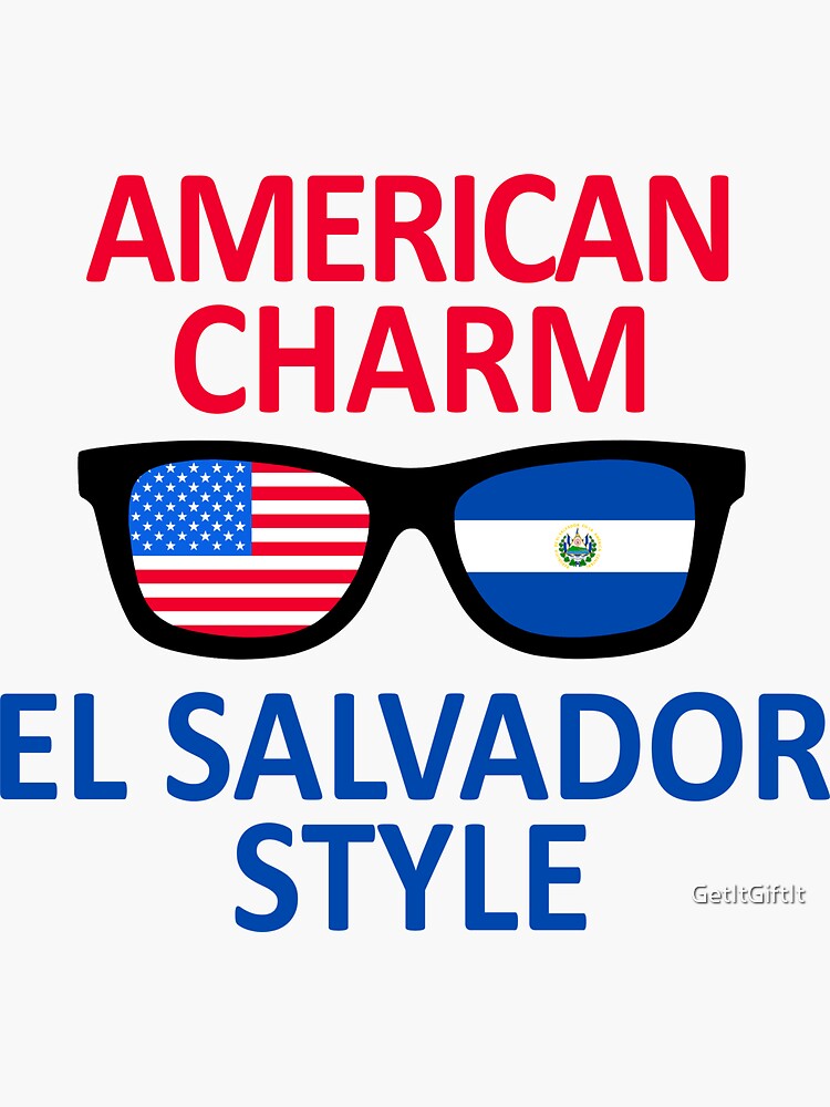 El Salvador American Flags Sunglasses design | Sticker