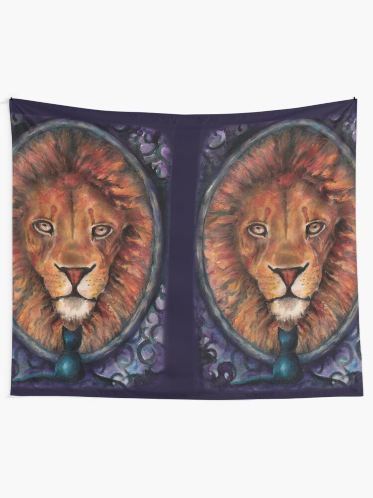 Alternate view of A Lion is the True Nature of a Cat Tapestry