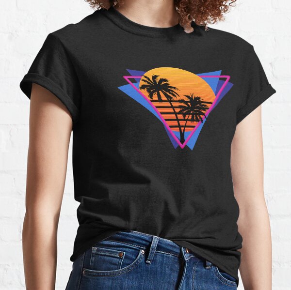 80s Inspired Synthwave Sun Design Classic T-Shirt