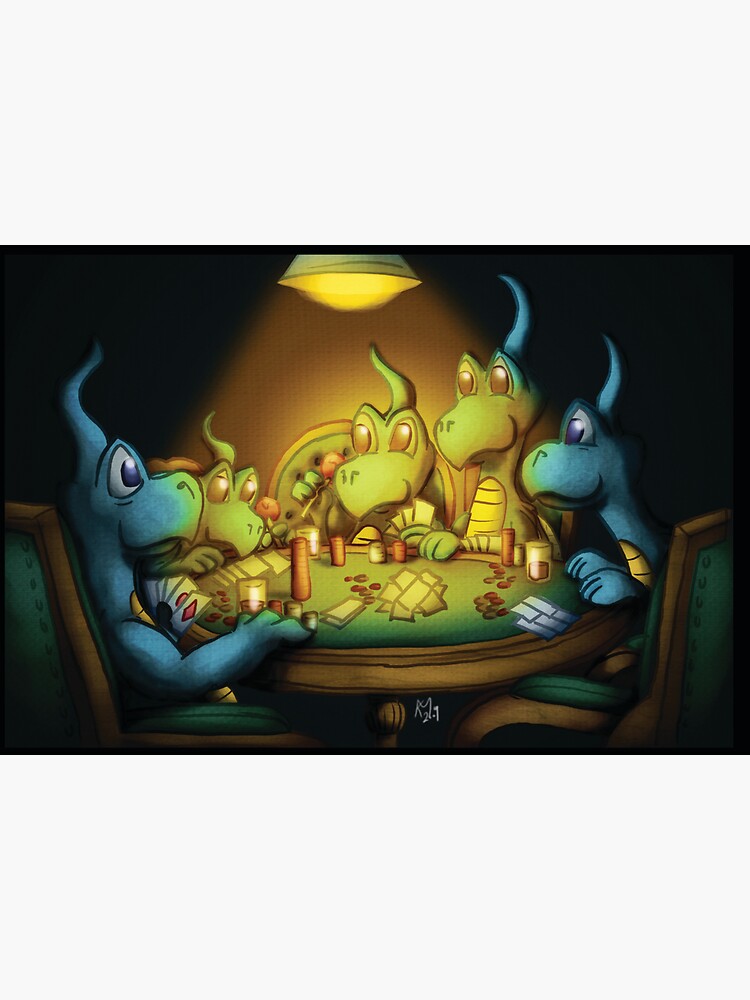 Thumbnail 3 of 3, Sticker, Dragons Playing Poker designed and sold by Kmadden2004.