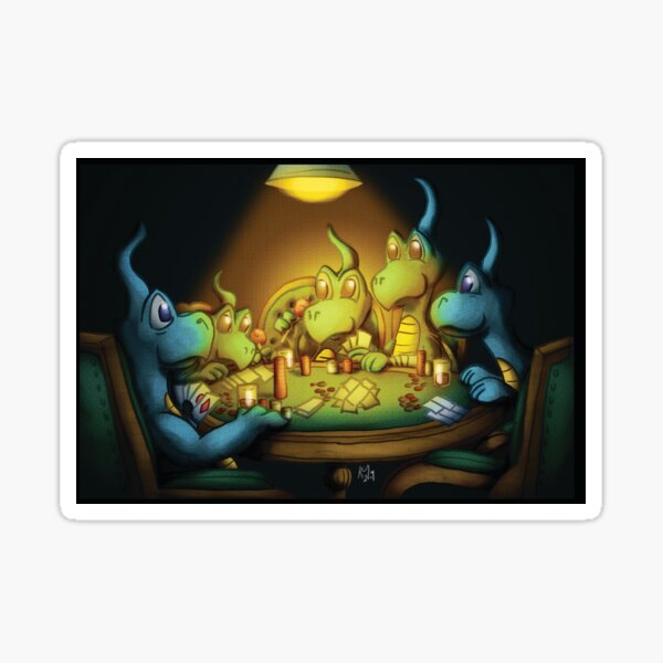 Dragons Playing Poker Sticker