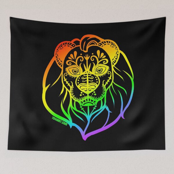 Item preview, Sugar Skull Lion - Rainbow designed and sold by Toxidevyne.