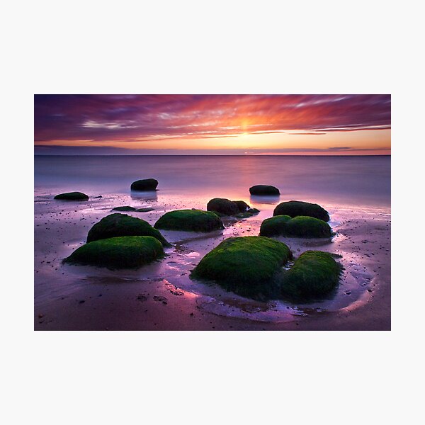 Green Boulders at Sunset, Hunstanton, Norfolk Photographic Print