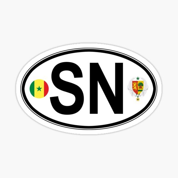 Autocollant Sénégal Code Pays Ovale Sticker