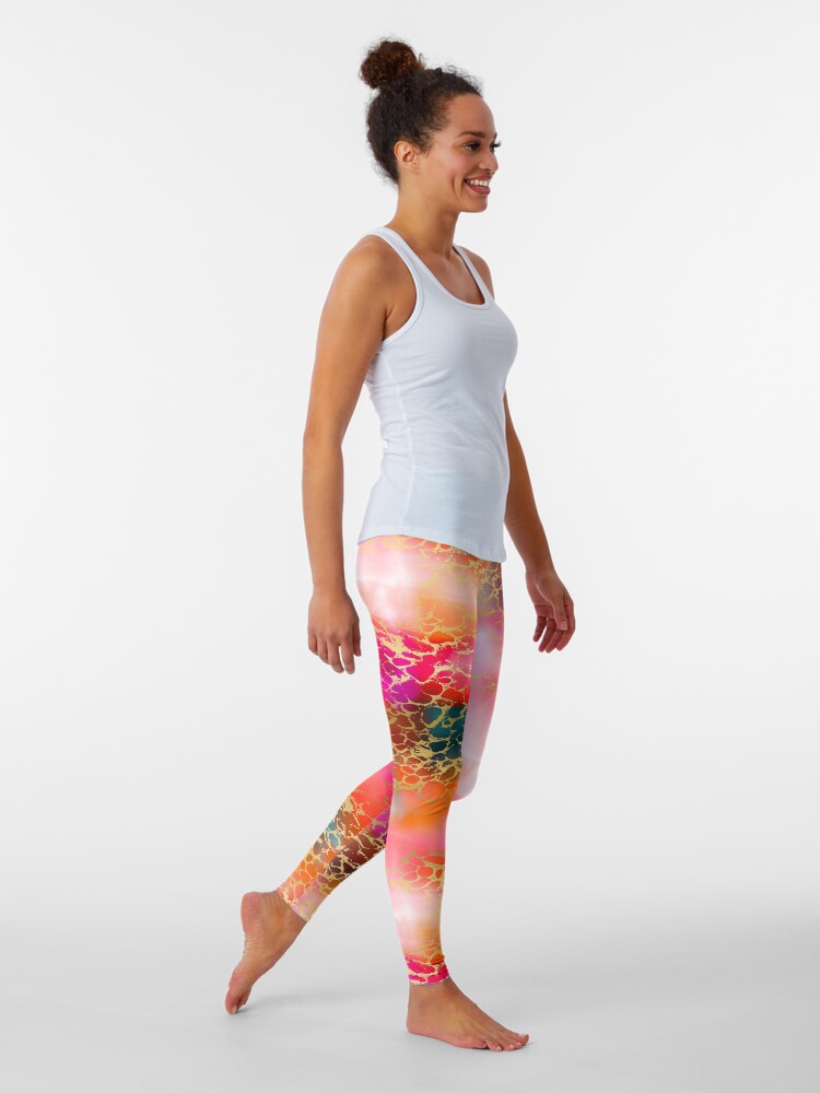 Alternate view of Hot gold color fancy Leggings