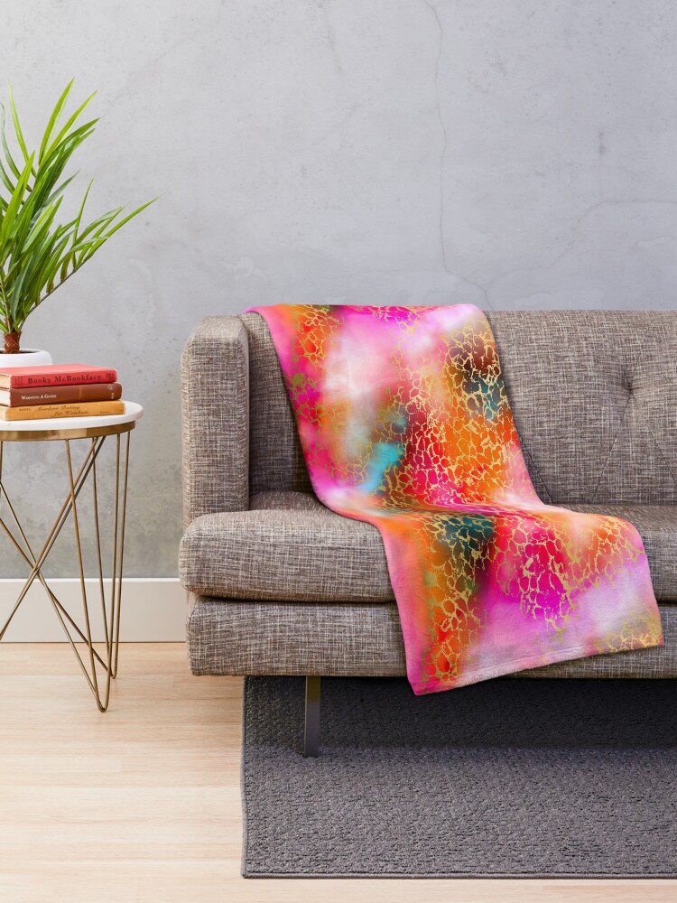 Alternate view of Hot gold color fancy Throw Blanket