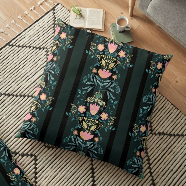 Maayo Folk Florals and Stripes Floor Pillow