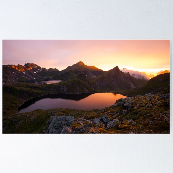 Item preview, Sunset over Tennesvatnet & Hermannsdalstinden designed and sold by Erland Howden.