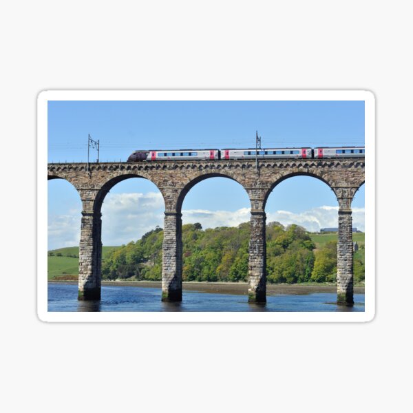 Train crossing the River Tweed, UK Sticker