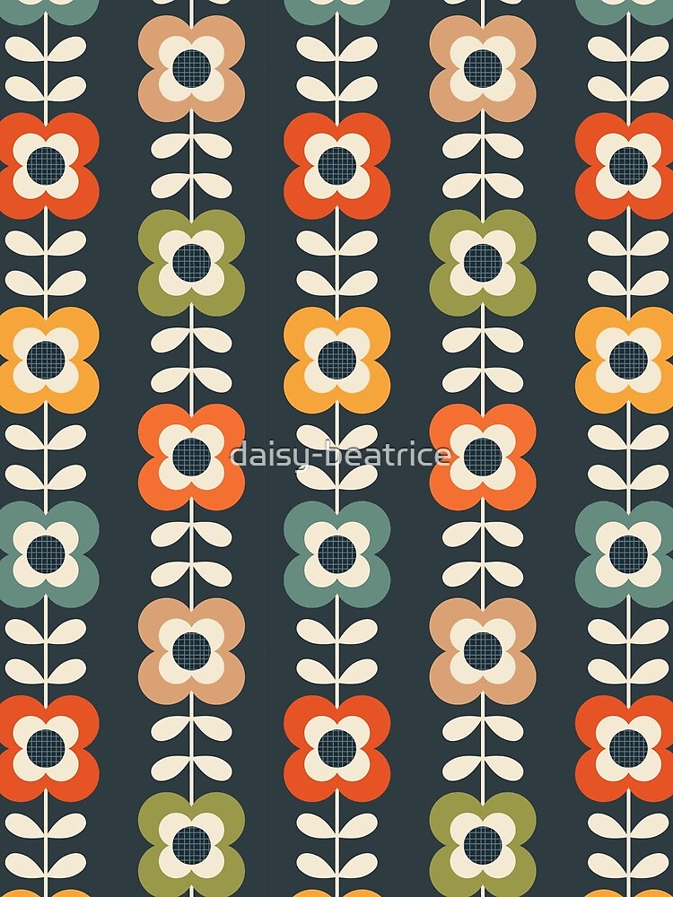 Mod Flowers in Retro Colors on Charcoal by daisy-beatrice