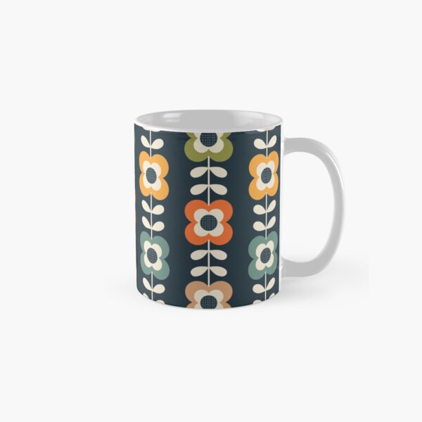 Mod Flowers in Retro Colors on Charcoal Classic Mug