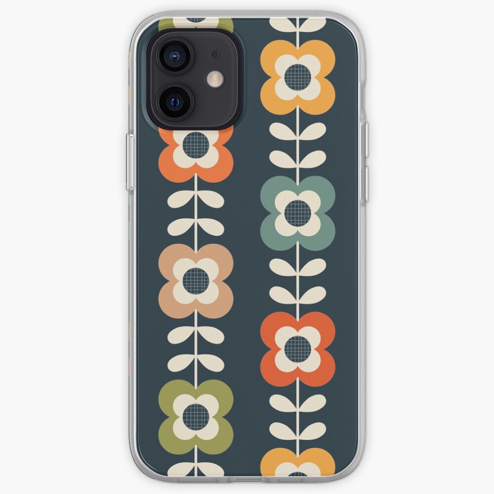 Mod Flowers in Retro Colors on Charcoal iPhone Case & Cover