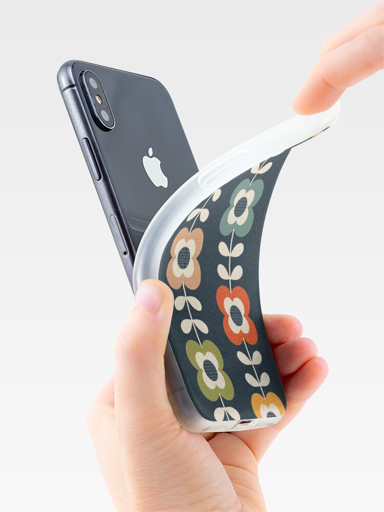 Alternate view of Mod Flowers in Retro Colors on Charcoal iPhone Case & Cover