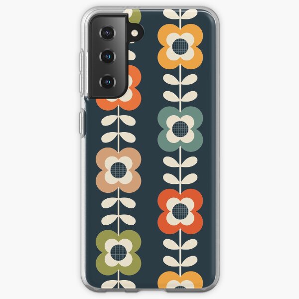 Mod Blumen in Retro-Farben auf Holzkohle Samsung Galaxy Flexible Hülle