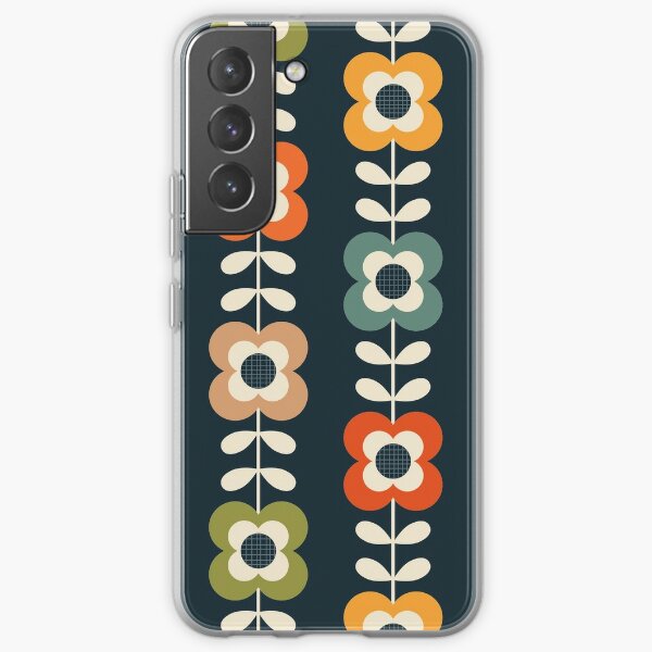 Mod Flowers in Retro Colors on Charcoal Samsung Galaxy Soft Case
