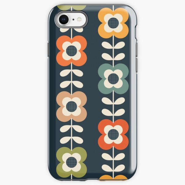 Mod Flowers in Retro Colors on Charcoal iPhone Tough Case