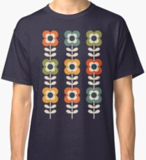 Mod Flowers in Retro Colors on Charcoal Classic T-Shirt