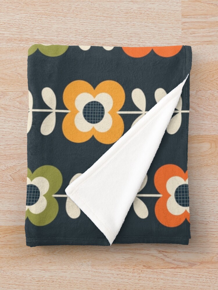 Alternate view of Mod Flowers in Retro Colors on Charcoal Throw Blanket