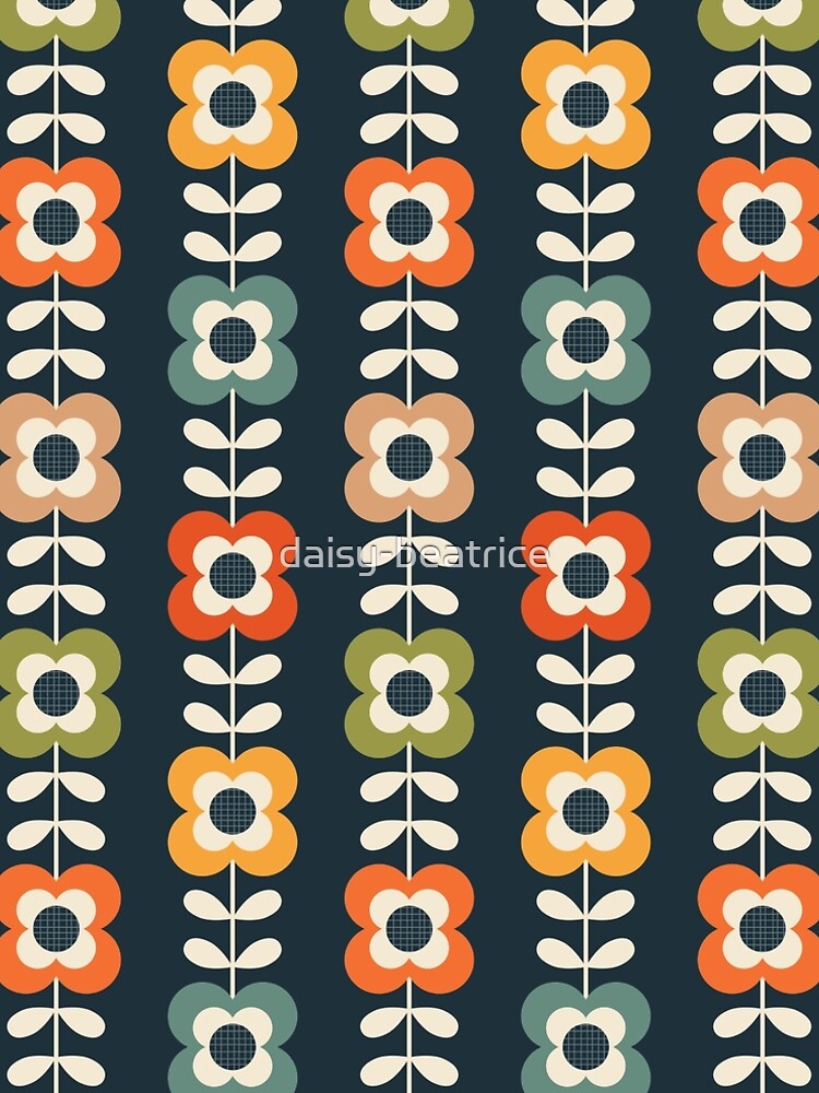 Mod Flowers in Retro Colors on Charcoal by daisy-beatrice