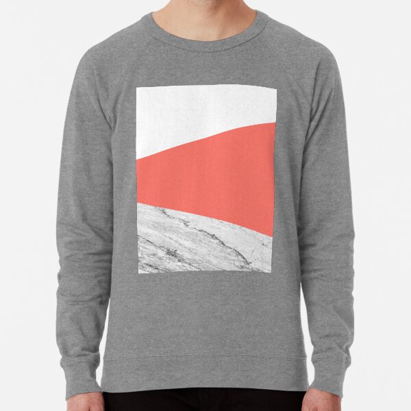 Marble Living Coral Geometry Lightweight Sweatshirt