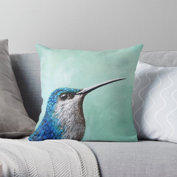 Spring is Humming - Hummingbird realistic painting Throw Pillow