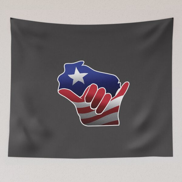 Item preview, Hang Loose Wisconsin Shaka Hand Politics Star and Stripes SHADED designed and sold by gstrehlow2011.