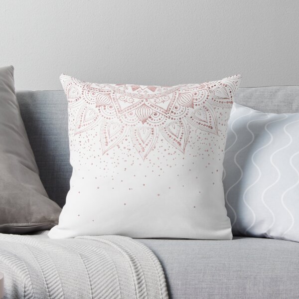 Elegant rose gold mandala confetti design Throw Pillow