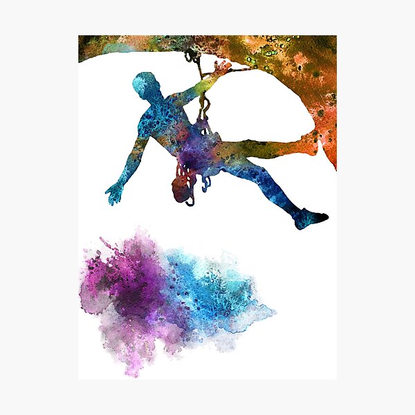 Item preview, Rock climbing extreme sport man, climbing man, climber, watercolor rock climbing designed and sold by Rosaliartbook.