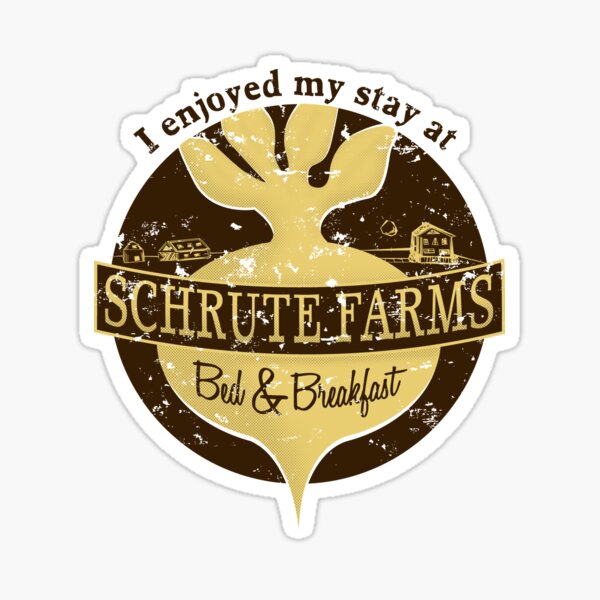 I Enjoyed My Stay At Schrute Farms Brown Sticker By Pezrulez Redbubble