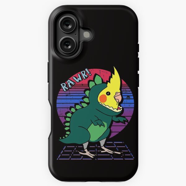 Item preview, Aesthetic Vaporwave Cockatiel Dinosaur Doodle designed and sold by FandomizedRose.