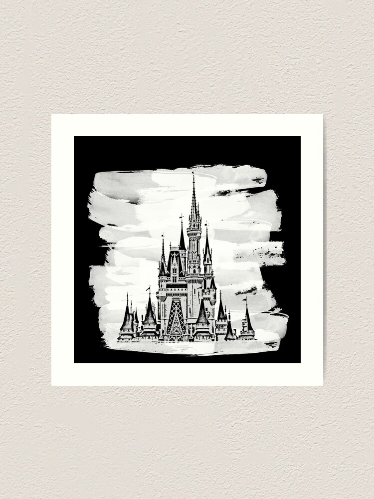 Black And White Magic Castle Paint Art Print By Fandomtrading Redbubble