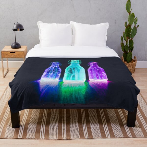 Glow in the dark bottles Throw Blanket